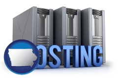 ia map icon and web site hosting servers and a caption
