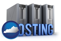 ky map icon and web site hosting servers and a caption