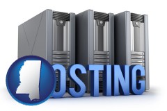 ms map icon and web site hosting servers and a caption