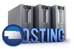 ne map icon and web site hosting servers and a caption