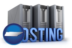 tn map icon and web site hosting servers and a caption