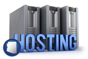 web site hosting servers and a caption - with Arizona icon