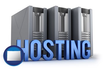 web site hosting servers and a caption - with Colorado icon