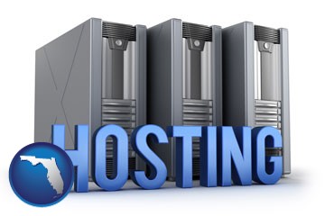 web site hosting servers and a caption - with Florida icon