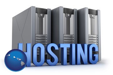 web site hosting servers and a caption - with Hawaii icon