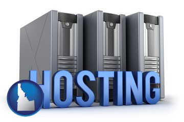 web site hosting servers and a caption - with Idaho icon