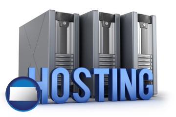 web site hosting servers and a caption - with Kansas icon