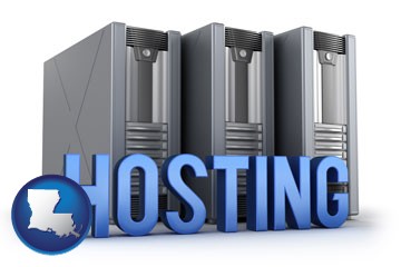 web site hosting servers and a caption - with Louisiana icon