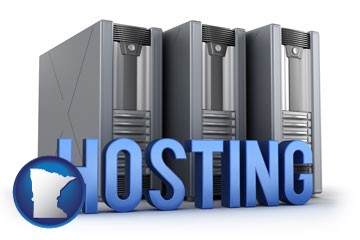 web site hosting servers and a caption - with Minnesota icon