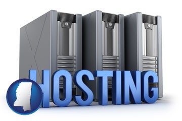web site hosting servers and a caption - with Mississippi icon