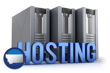 web site hosting servers and a caption - with Montana icon