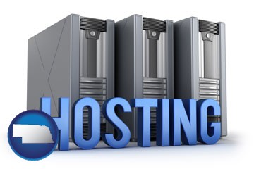 web site hosting servers and a caption - with Nebraska icon