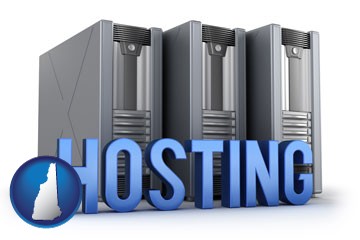 web site hosting servers and a caption - with New Hampshire icon