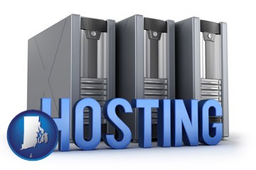 web site hosting servers and a caption - with Rhode Island icon