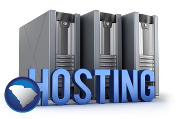 web site hosting servers and a caption - with South Carolina icon