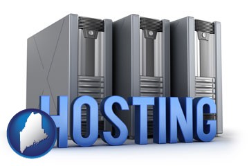 web site hosting servers and a caption - with Maine icon